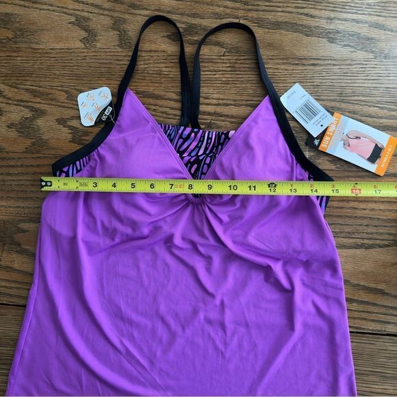 New Zero Xposur Keyhole 2-in-1 Tankini Swim Top‎ Purple UPF 30+ Sun Smart Size S - Picture 3 of 8
